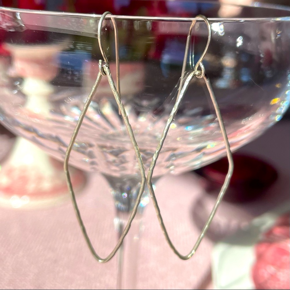 Silver dangling earrings, handmade 2” drop